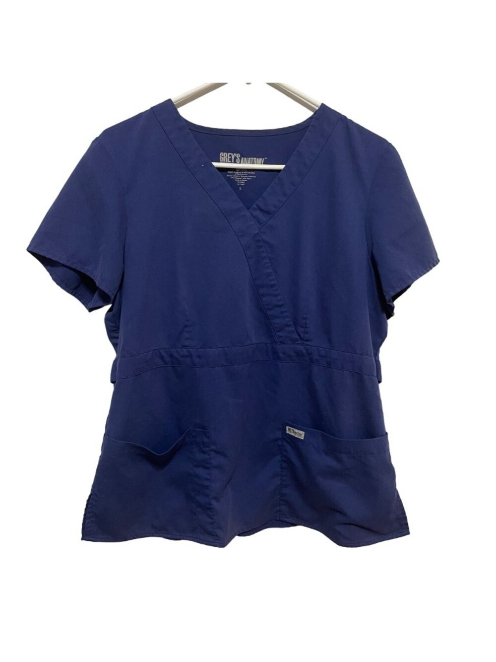 Greys Anatomy By Barco Navy Blue Scrub Top Large Short Sleeve